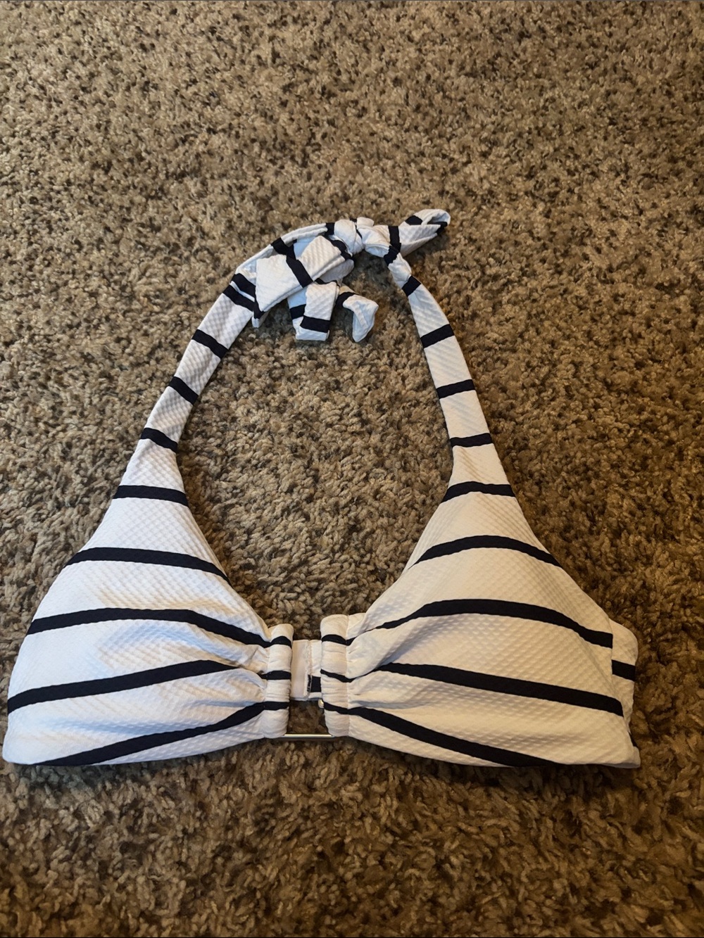 CALIA by Carrie Underwood White and Black Striped Halter Bikini Top